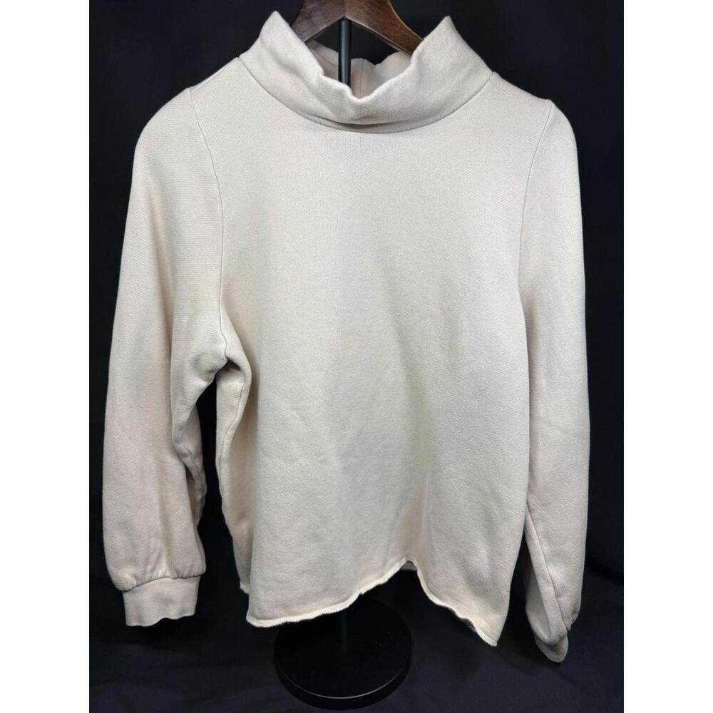Madewell MWL‎ Sweatshirt Womens Medium Cream Funnelneck Raw Hem Cozy NC668
